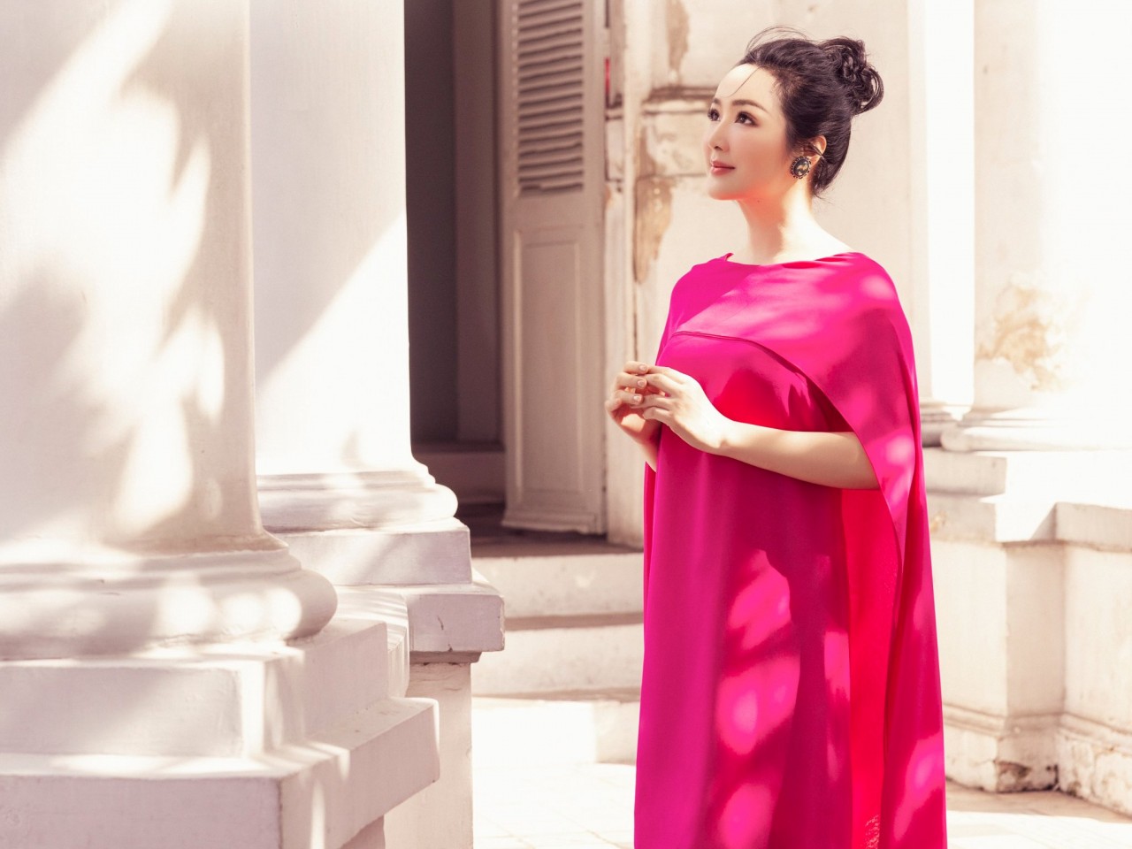 Hoa hậu Đền Hùng Giáng My ngọt ngào với màu hồng nữ tính