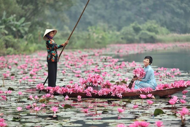 MC Thảo Vân rạng rỡ khoe sắc cùng Thanh Thanh Hiền, Trà My trong không gian ngập tràn hoa súng